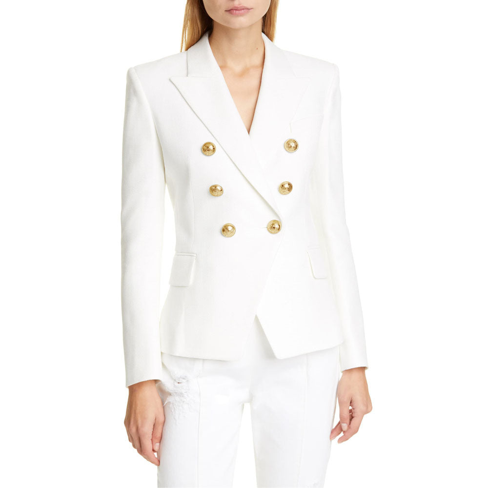 Women Fashion Short Fall Double-breasted Suit-Women Blazers-White-S-Free Shipping at meselling99