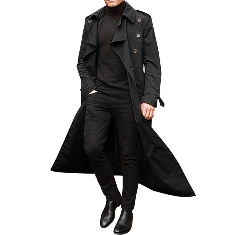 Casual Long Wind Break Coats for Men-Outerwear-Black-S-Free Shipping at meselling99