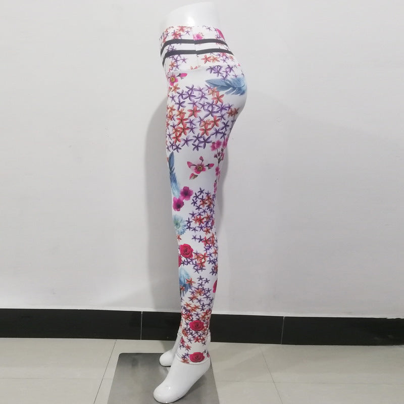 Sexy Peach Flower Print Yoga Suits-Women Bottoms-Free Shipping at meselling99