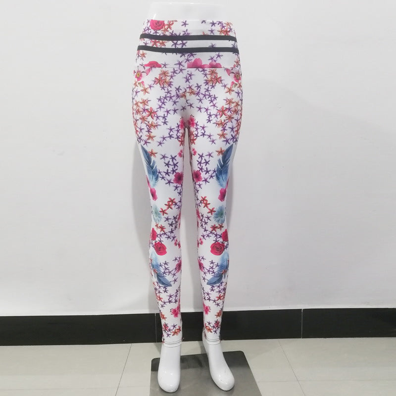 Sexy Peach Flower Print Yoga Suits-Women Bottoms-Free Shipping at meselling99