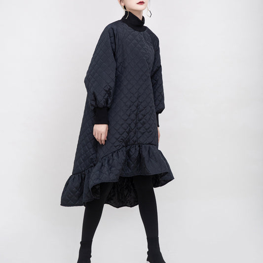 Black Ruffled Mermaid Winter Thicken Asymetrical Dresses--Free Shipping at meselling99