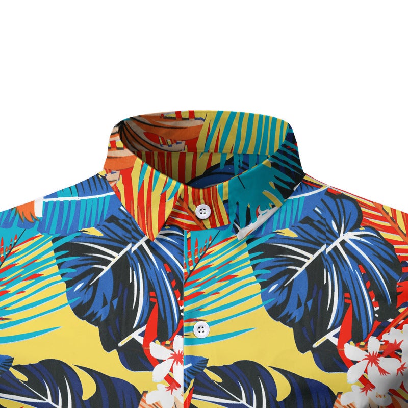 Leaf Print Summer Men's Short Sleeves T Shirts-Shirts & Tops-Free Shipping at meselling99
