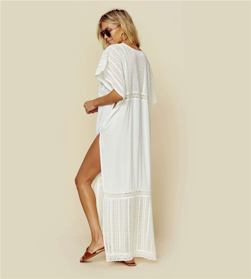 White Summer Holiday Bikini Cover Up Dresses-White-One Size-Free Shipping at meselling99