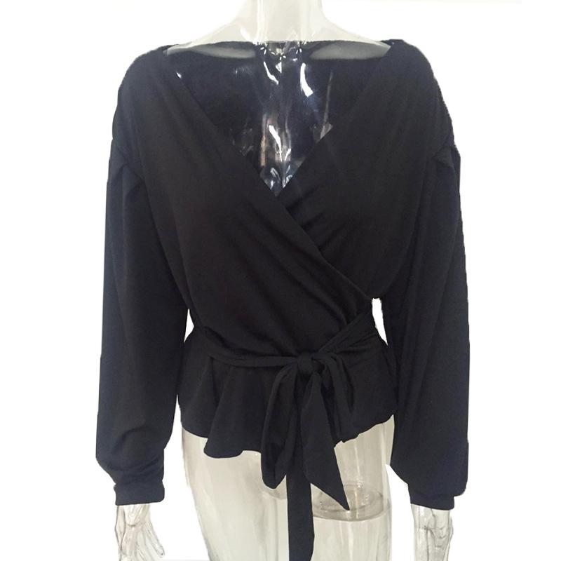 Black Women Sexy Bowknot Puff Sleeves Blouses--Free Shipping at meselling99