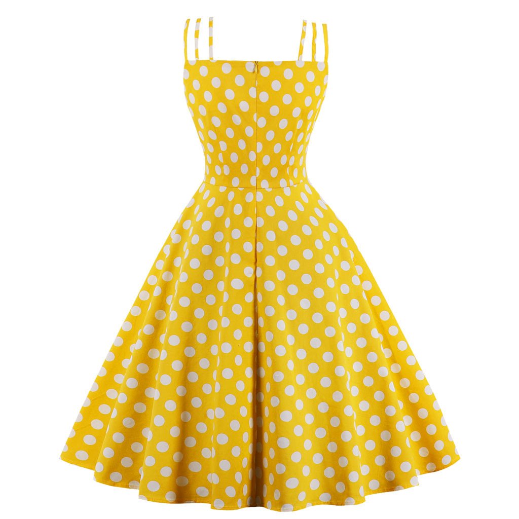 Women Summer Sphagetti Straps Dot Print Dresses-Vintage Dresses-Free Shipping at meselling99