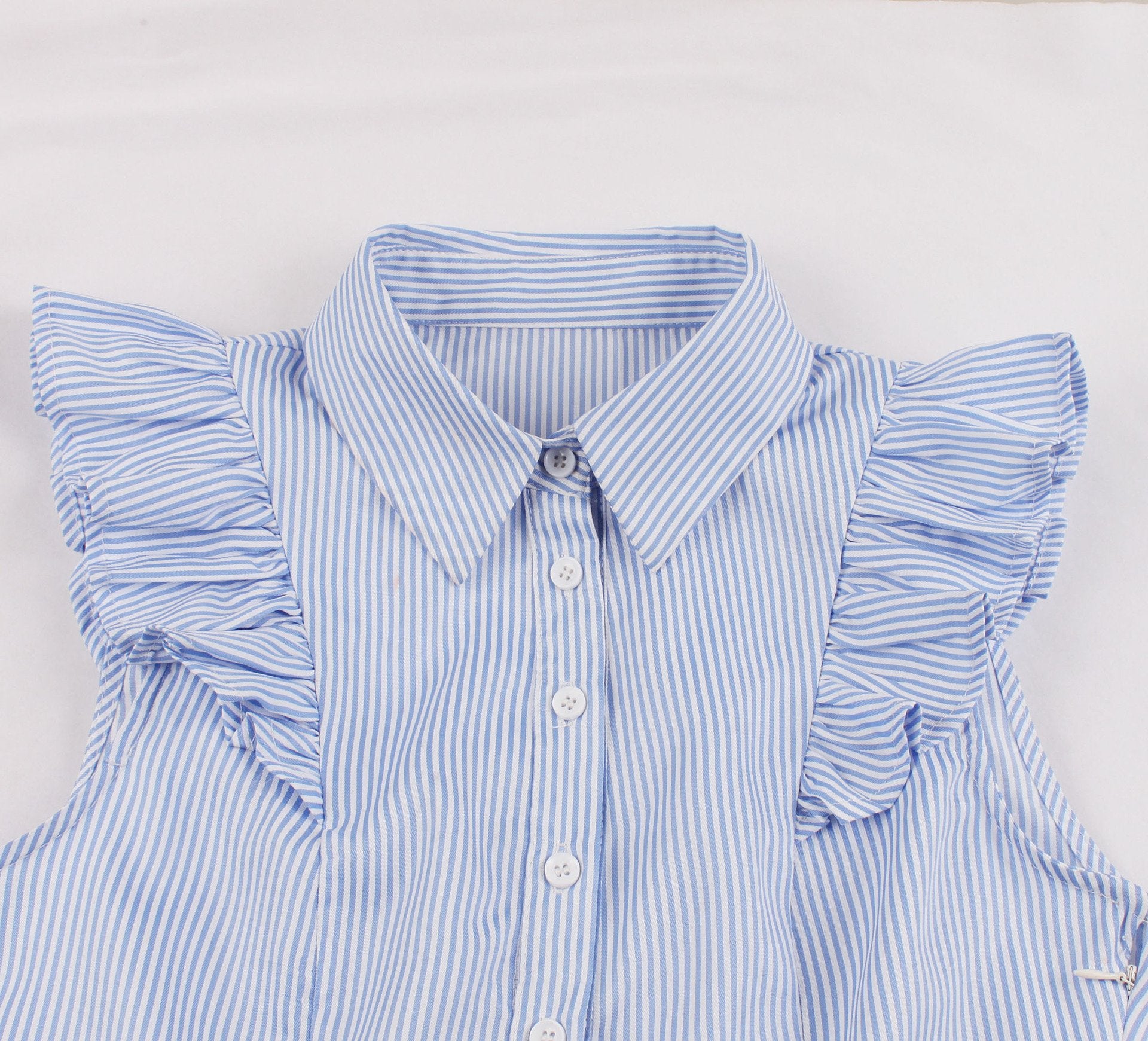 Women Plus Sizes Striped Ruffled Vintage Shirt Dresses-Vintage Dresses-Free Shipping at meselling99