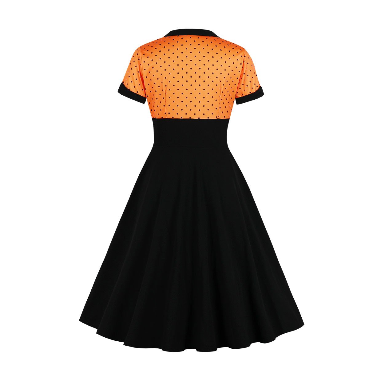 Women Square Neckline Dot Print Plus Size Retro Dresses-Vintage Dresses-Free Shipping at meselling99