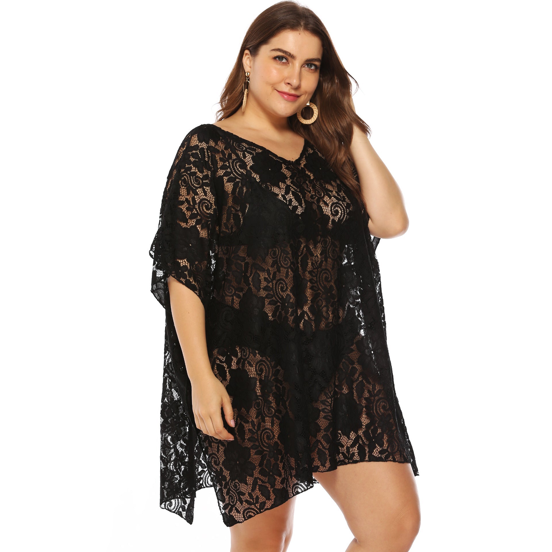Sexy Lace See Through Plus Sizes Summer Beach Cover Ups-Swimwear-Free Shipping at meselling99