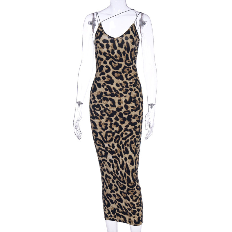 Sexy Simple Style Sleeveless V Neck Leopard Dresses-Dresses-Leopard-S-Free Shipping at meselling99