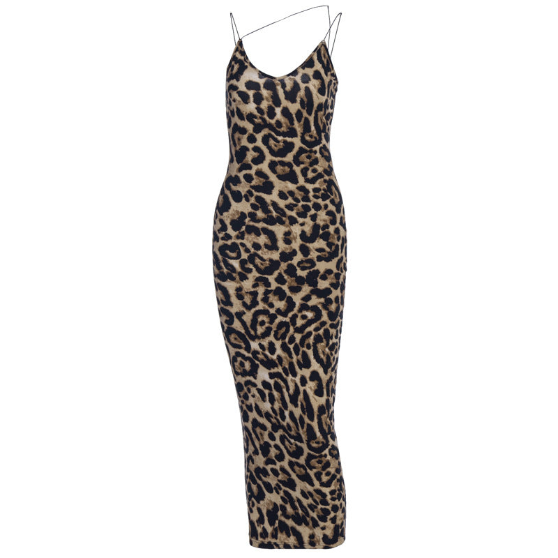 Sexy Simple Style Sleeveless V Neck Leopard Dresses-Dresses-Free Shipping at meselling99