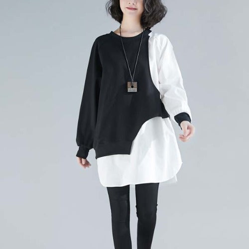 Women Irregular Black&White Cozy Dresses-Cozy Dresses-The same as pciture-L-Free Shipping at meselling99
