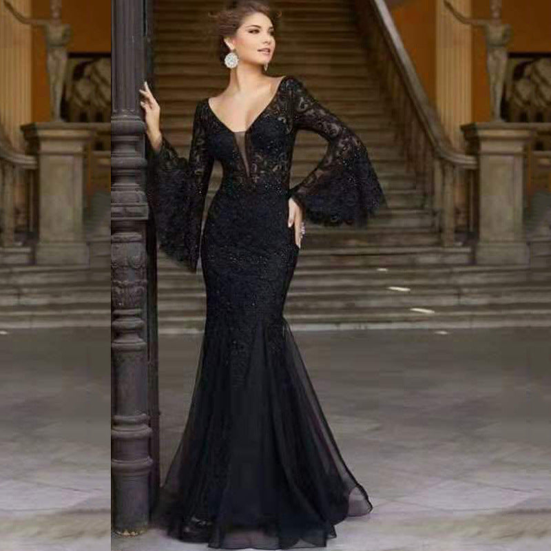 Sexy Black Mermaid Evening Party Long Dresses-Party Dresses-Black-S-Free Shipping at meselling99