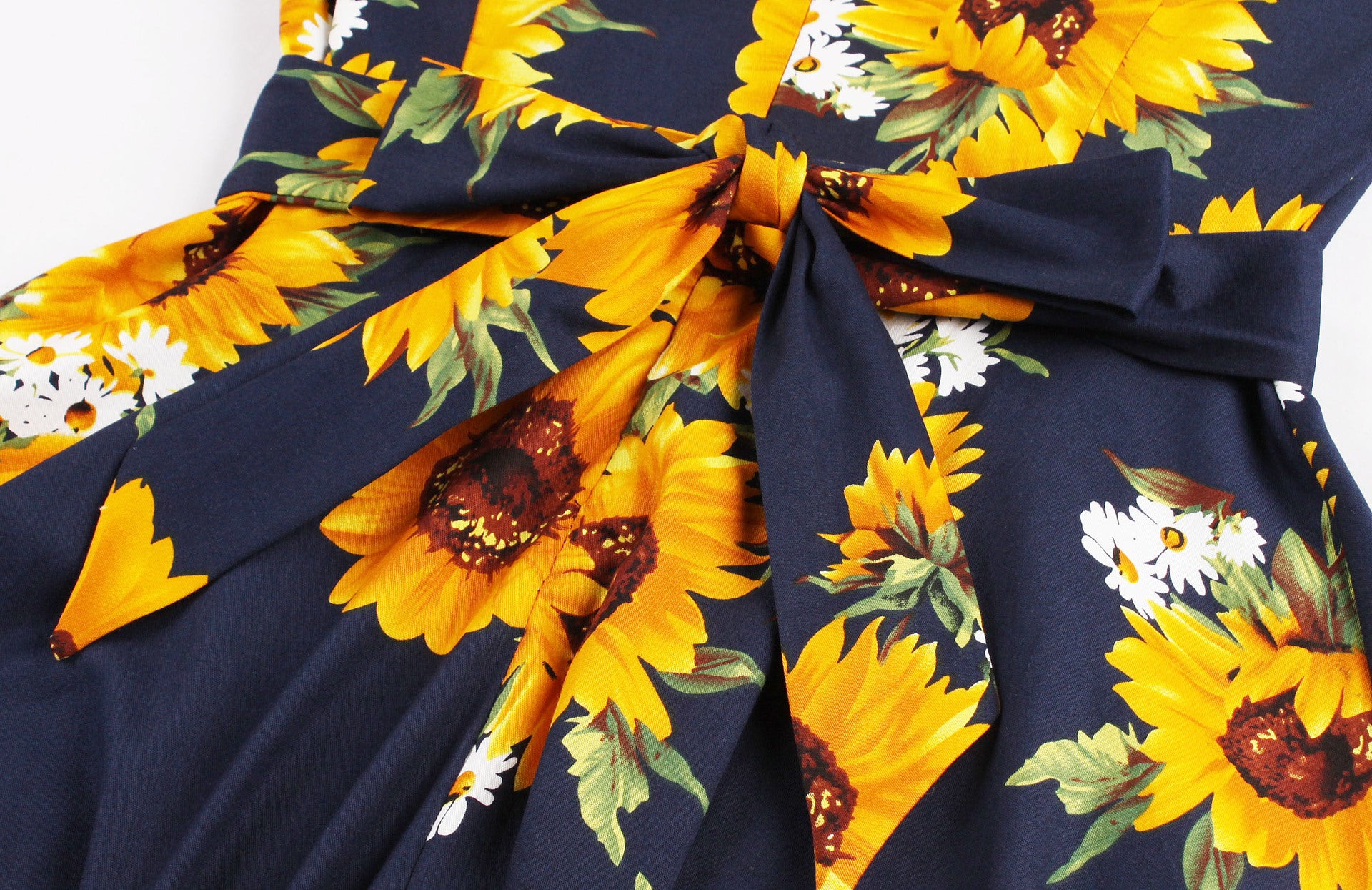 Vintage Women 3/4 Length Sleeves Sunflower Dresses-Vintage Dresses-Free Shipping at meselling99