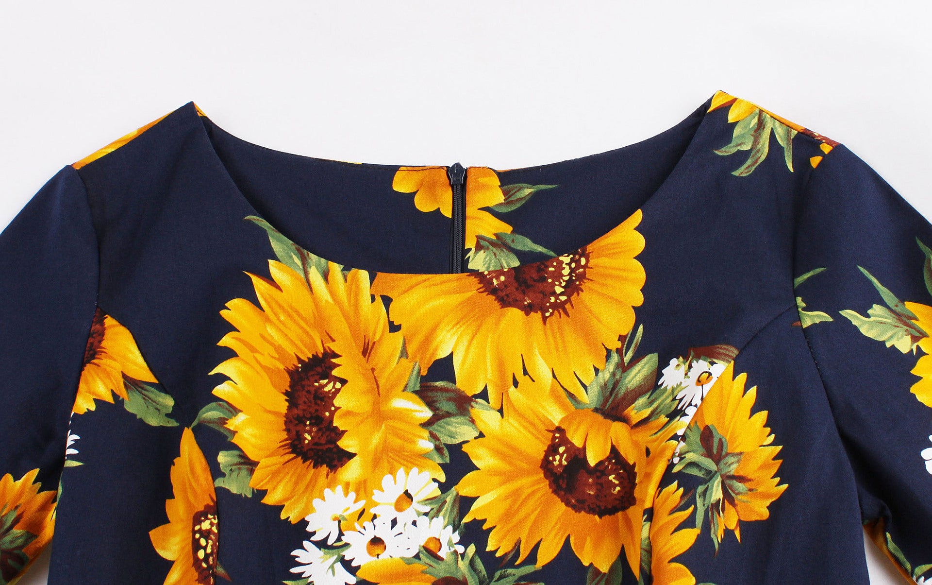 Vintage Women 3/4 Length Sleeves Sunflower Dresses-Vintage Dresses-Free Shipping at meselling99