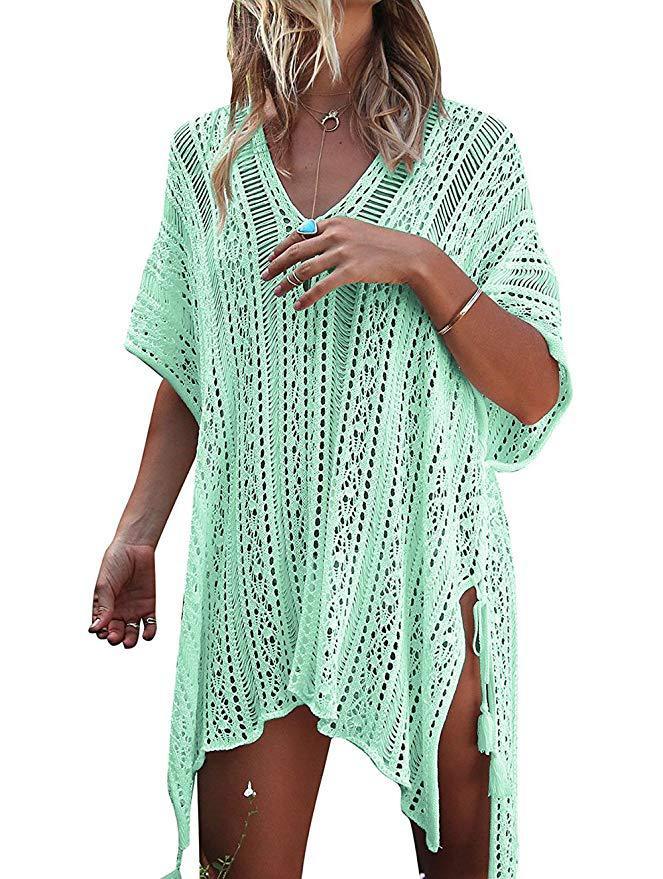 Summer Beach Loose Bikini Cover Ups-Light Green-One Size-Free Shipping at meselling99