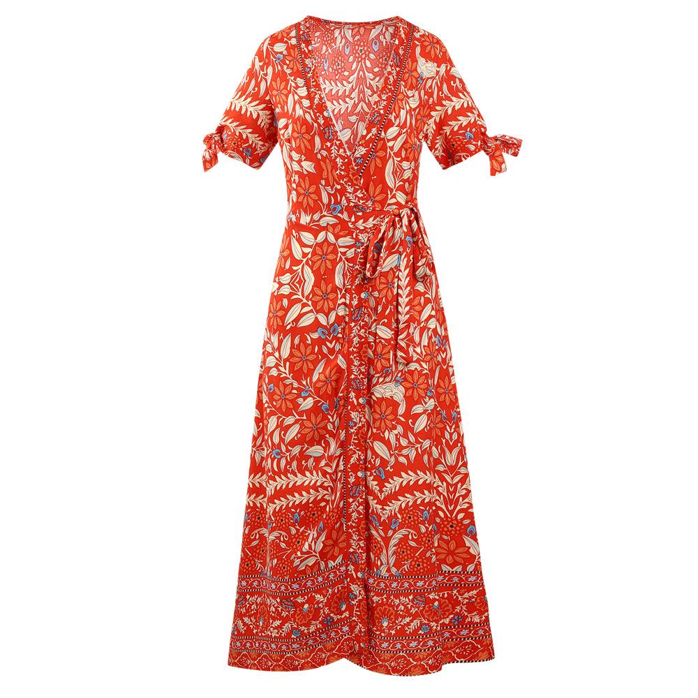 Bohemian Summer Holdiay Women Long Dresses-Dresses-Orange-S-Free Shipping at meselling99