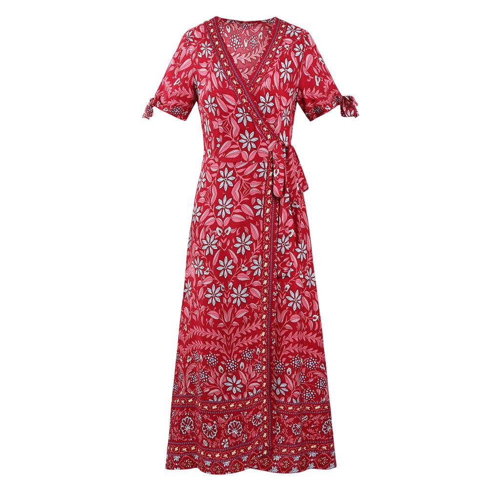Bohemian Summer Holdiay Women Long Dresses-Dresses-Red-S-Free Shipping at meselling99