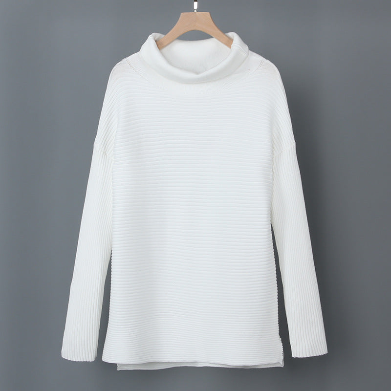 White Turtleneck Long Sleeves Casual Sweater-Women Sweaters-Free Shipping at meselling99