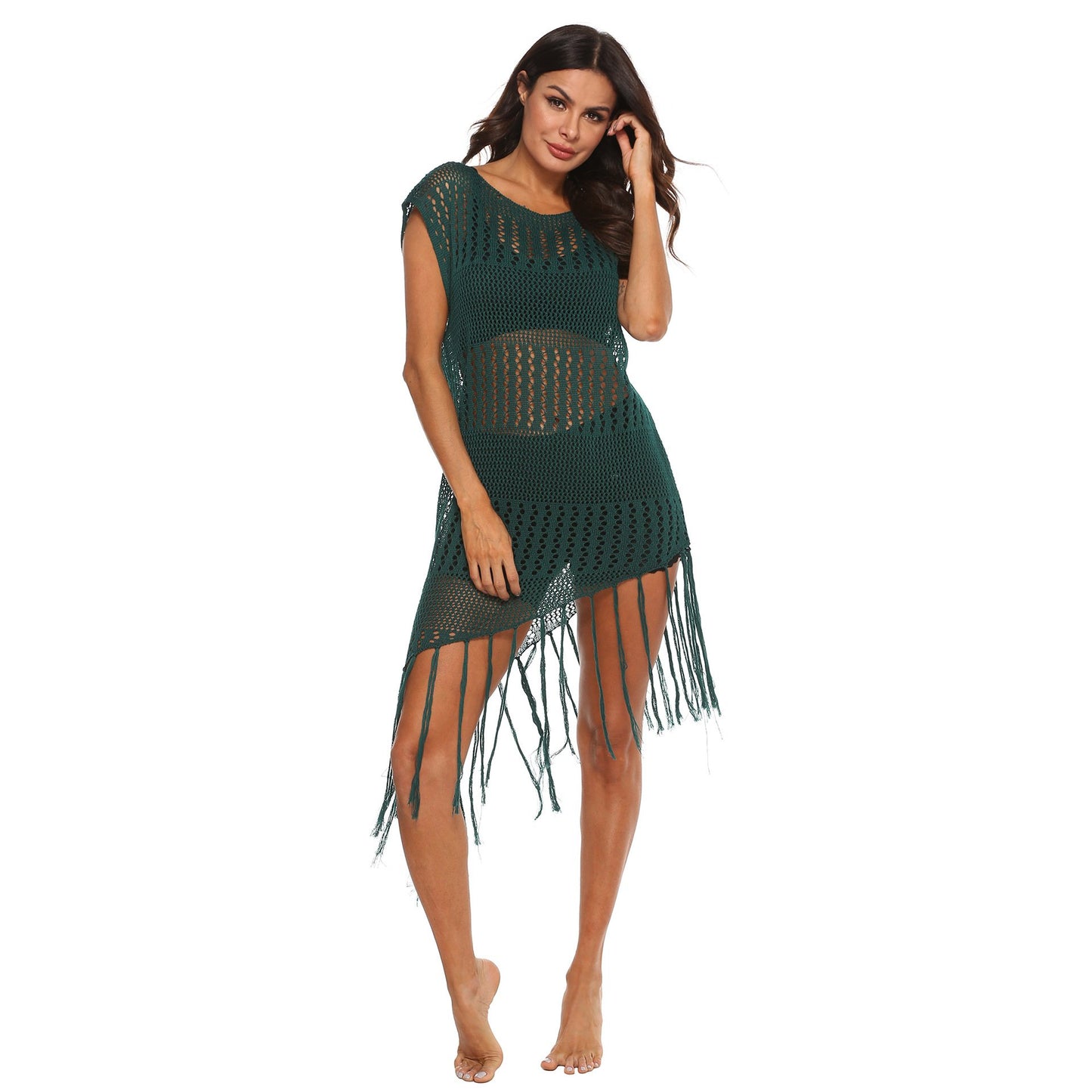 Women Asymetrical Sexy See Through Cover Ups-Green-S-Free Shipping at meselling99