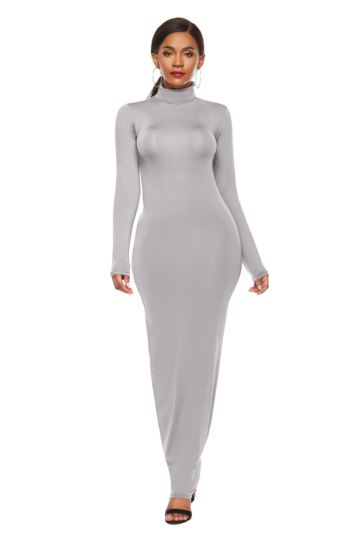 Elegant Elastic Long Sleeves Dresses-Dresses-Gray-S-Free Shipping at meselling99