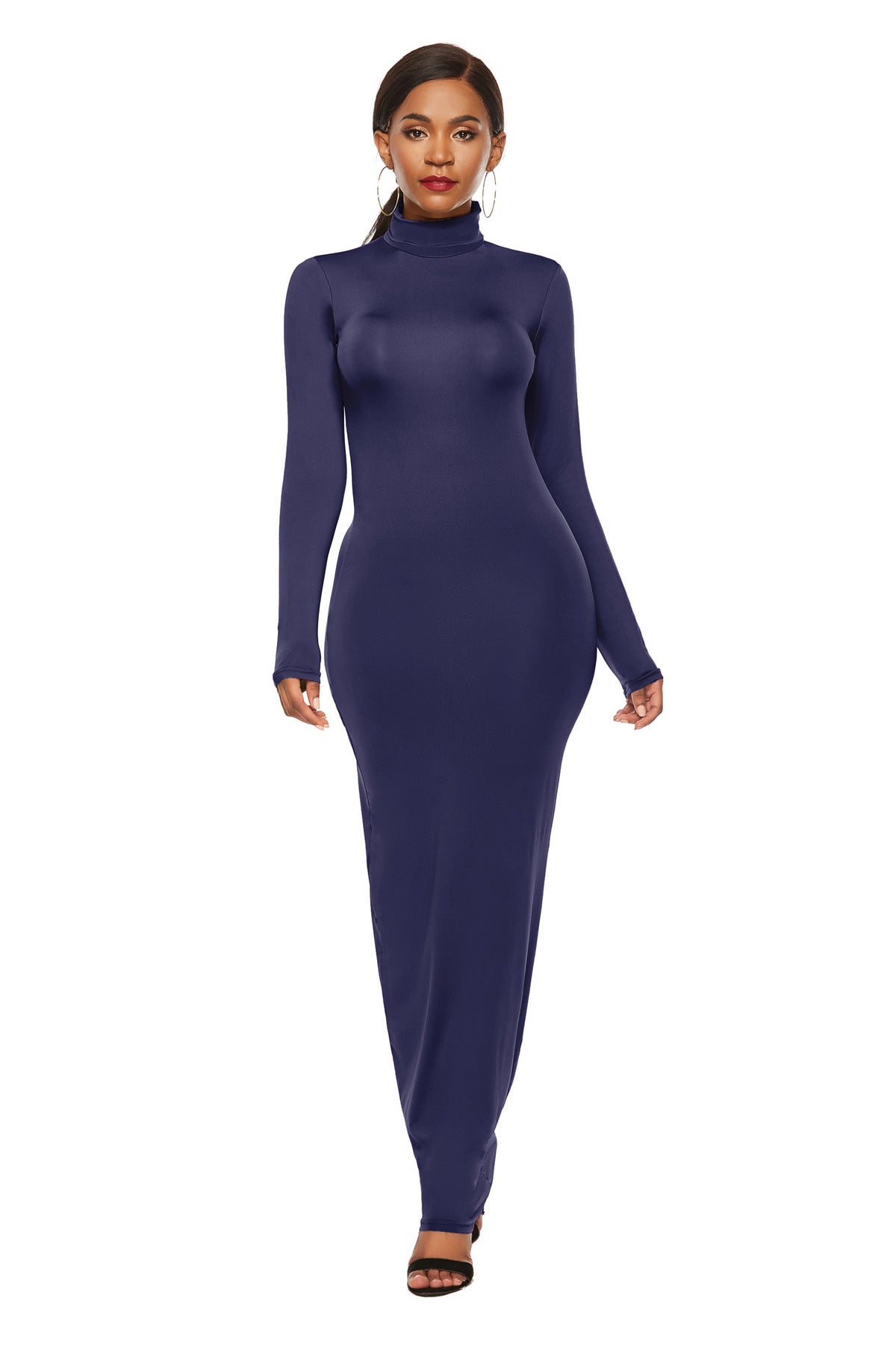 Elegant Elastic Long Sleeves Dresses-Dresses-Dark Blue-S-Free Shipping at meselling99