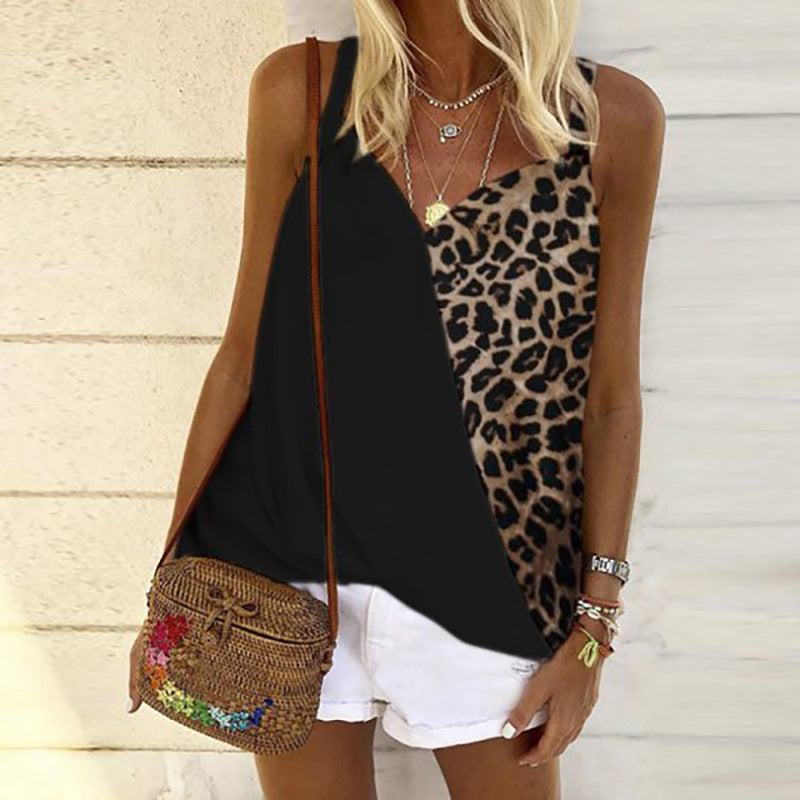 Sexy Contrast Leopard Summer Women Crop Tops-Shirts & Tops-Free Shipping at meselling99