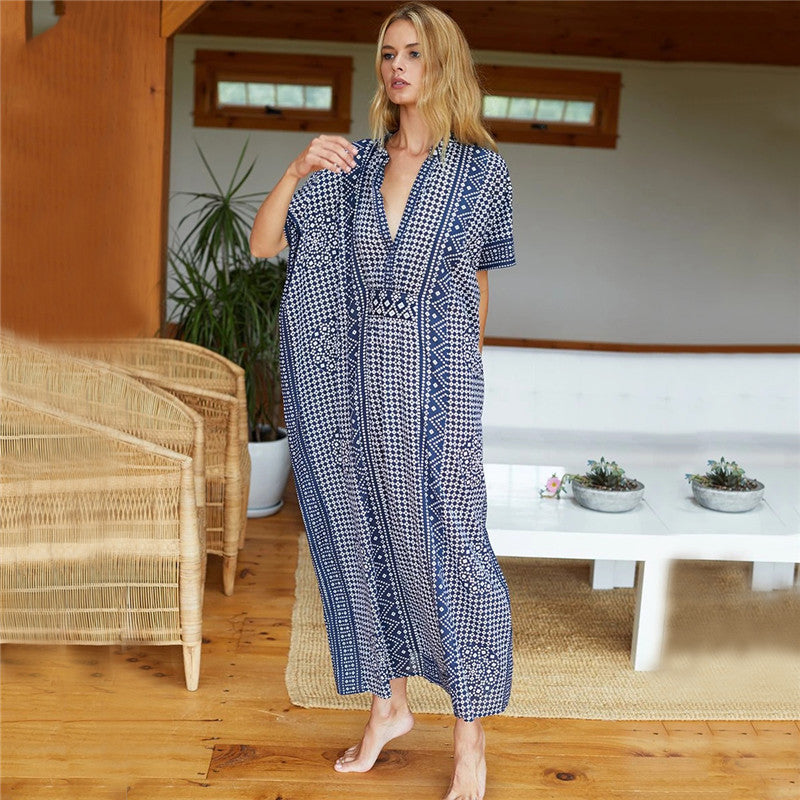 Casual Summer Beachwear Dresses for Women-Navy Blue-One Size-Free Shipping at meselling99