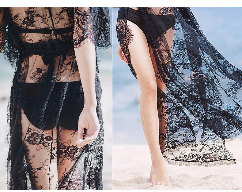 Sexy See Throught Lace Summer Beach Cover Up Dresses-Swimwear-Free Shipping at meselling99