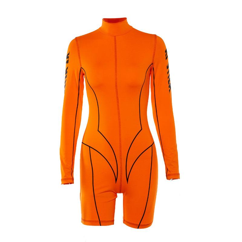 Long Sleeves Sports Yoga Rompers-Orange-S-Free Shipping at meselling99