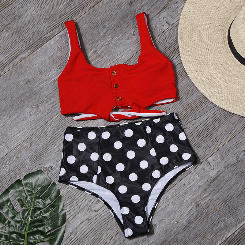 Sexy Women High Waist Leaf Print Two Pieces Swimsuits-Swimwear-C-S-Free Shipping at meselling99