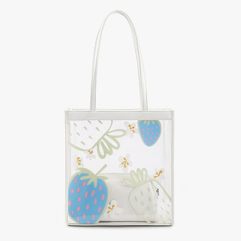 Summer Transparent Jelly Large Capacity Shoulder Bags-White-Free Shipping at meselling99