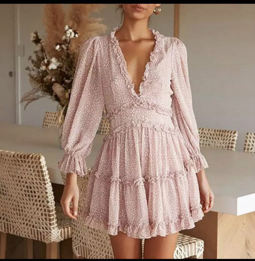 Sexy Backless Ruffled Short Beach Dresses-Sexy Dresses-Pink-S-Free Shipping at meselling99