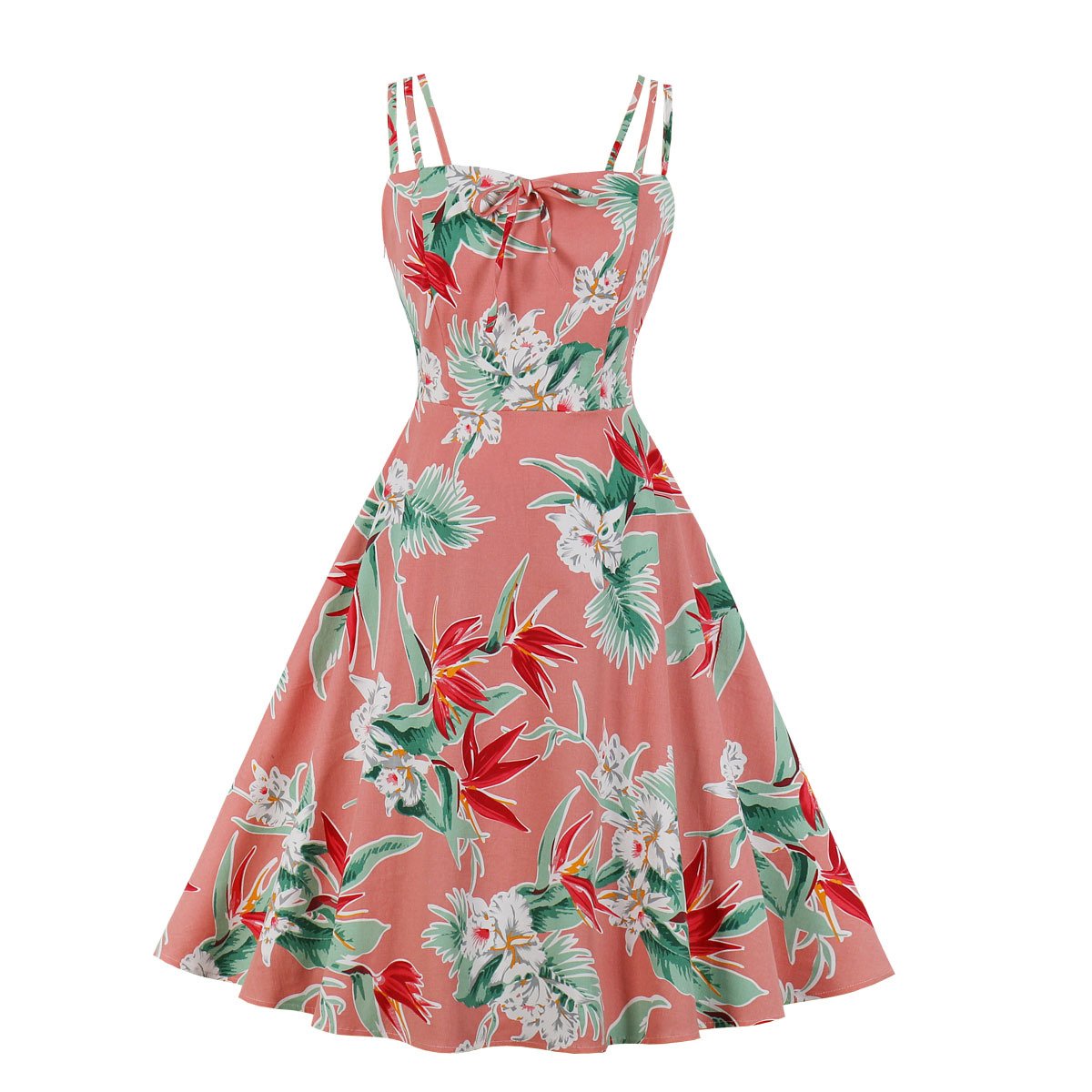 Women Summer Floral Print Retro Dresses-Vintage Dresses-3-S-Free Shipping at meselling99