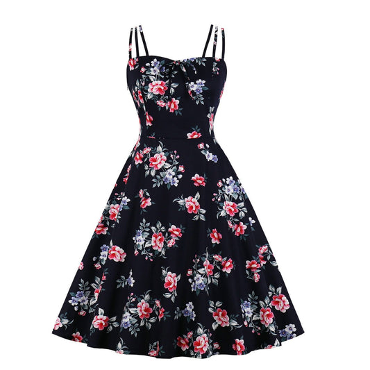 Women Summer Floral Print Retro Dresses-Vintage Dresses-1-S-Free Shipping at meselling99