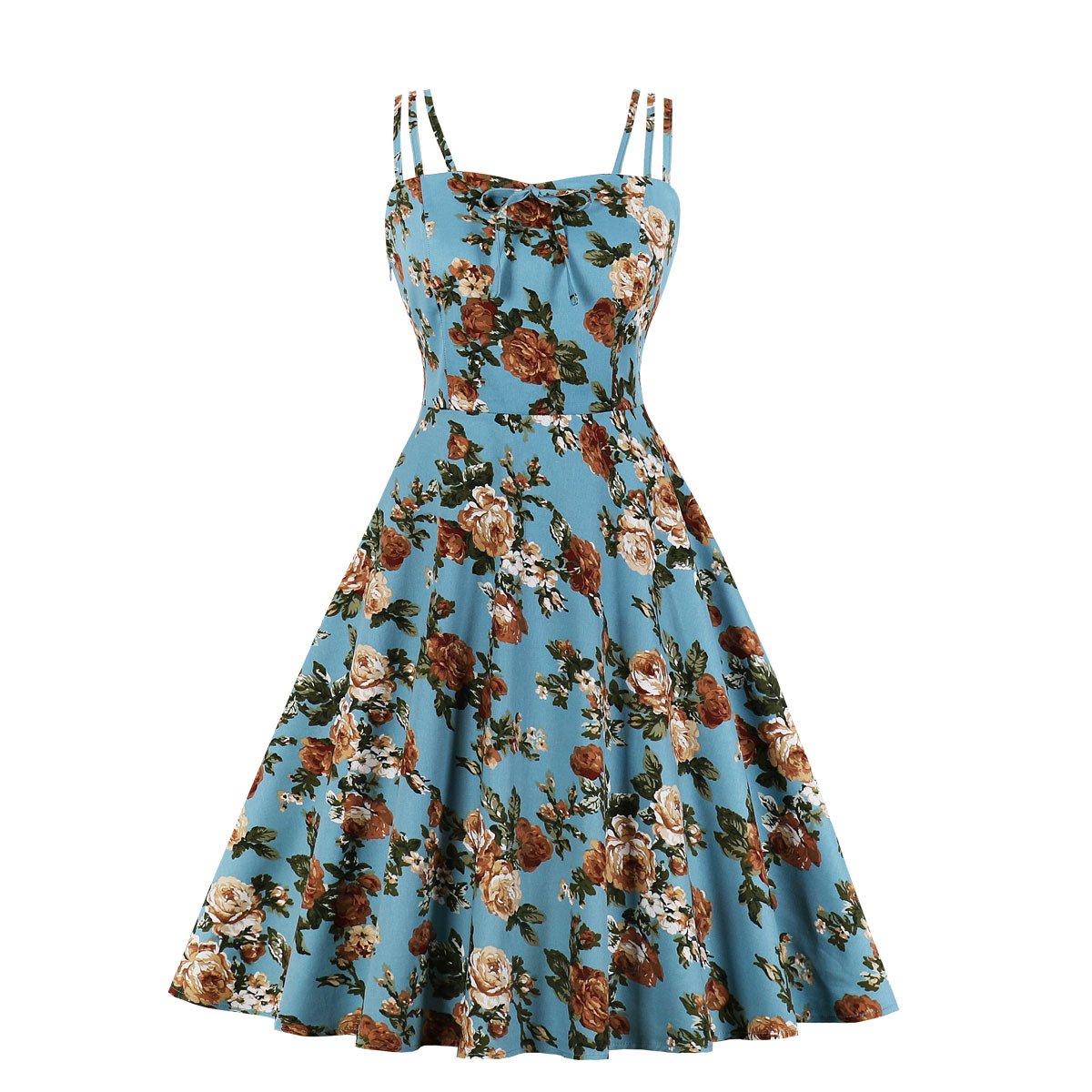Women Summer Floral Print Retro Dresses-Vintage Dresses-6-S-Free Shipping at meselling99