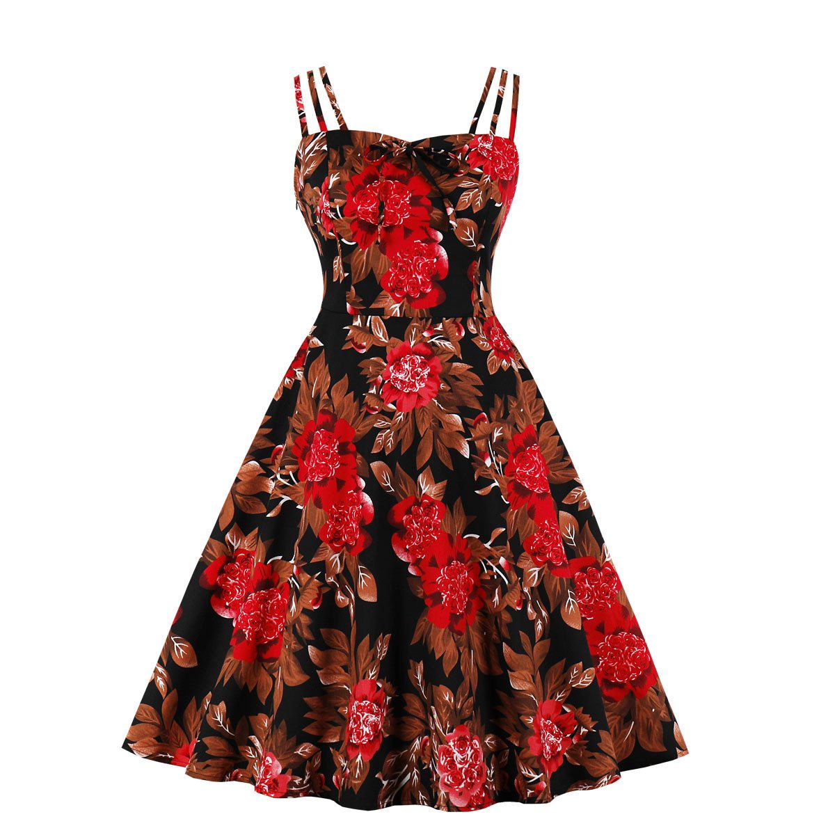 Women Summer Floral Print Retro Dresses-Vintage Dresses-9-S-Free Shipping at meselling99