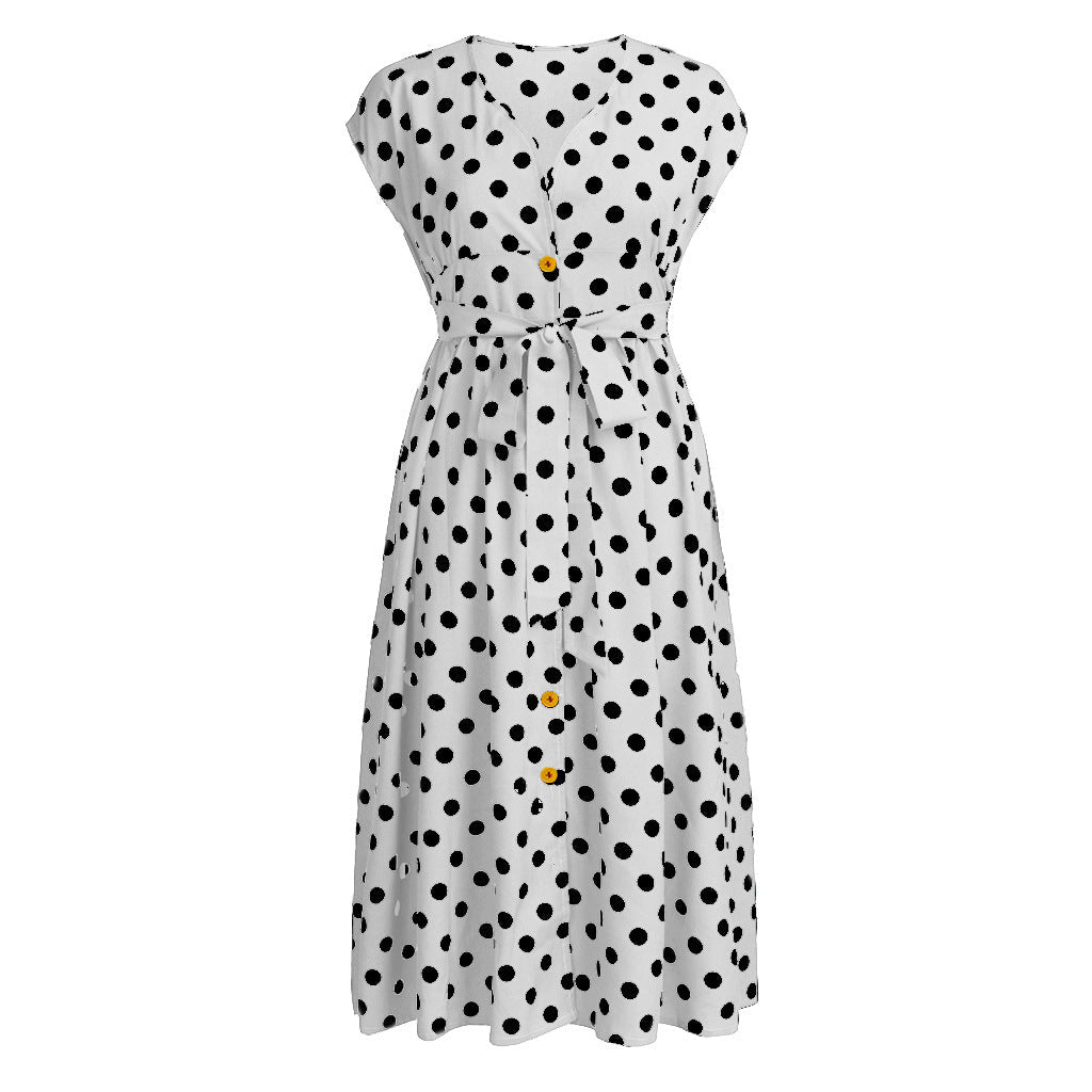 Women Plus Sizes Dot Print Summer Dresses-Dresses-White-L-Free Shipping at meselling99