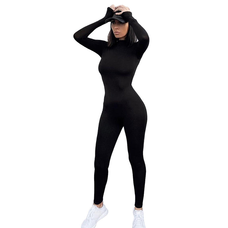 Sexy High Waist Long Sleeves Yoga Sporting Jumpsuits-Jumpsuits & Rompers-Black-S-Free Shipping at meselling99