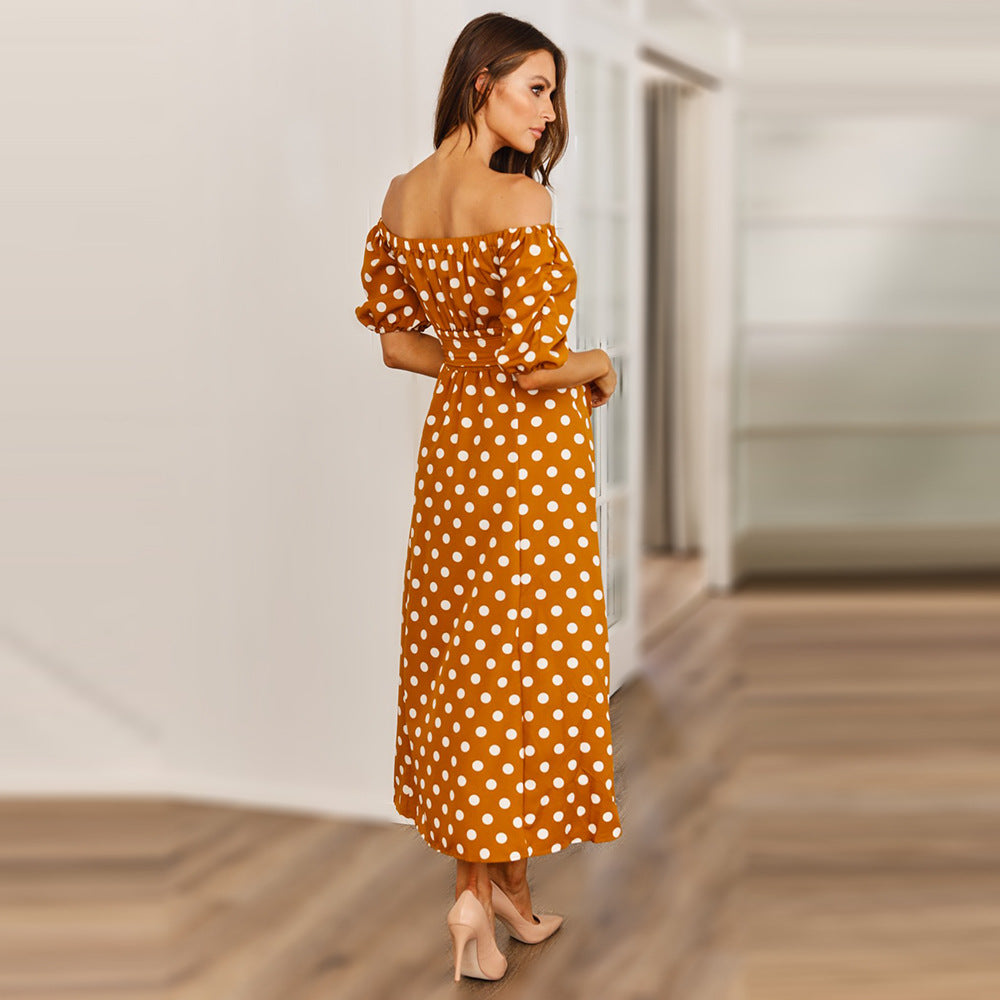 Summer Sexy Off The Shoulder Dot Dresses-Maxi Dresses-Free Shipping at meselling99