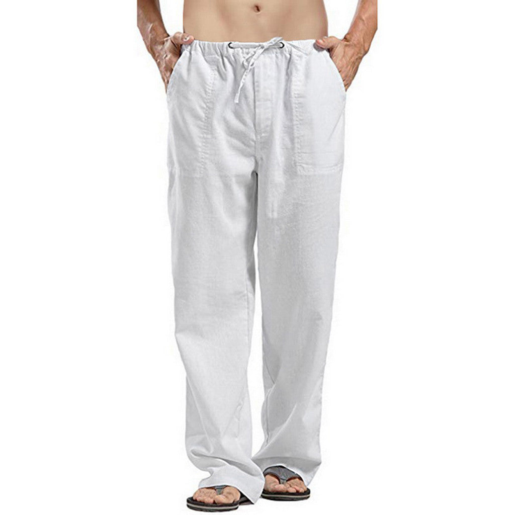 Casual Linen Men's Summer Pants-Pants-White-S-Free Shipping at meselling99