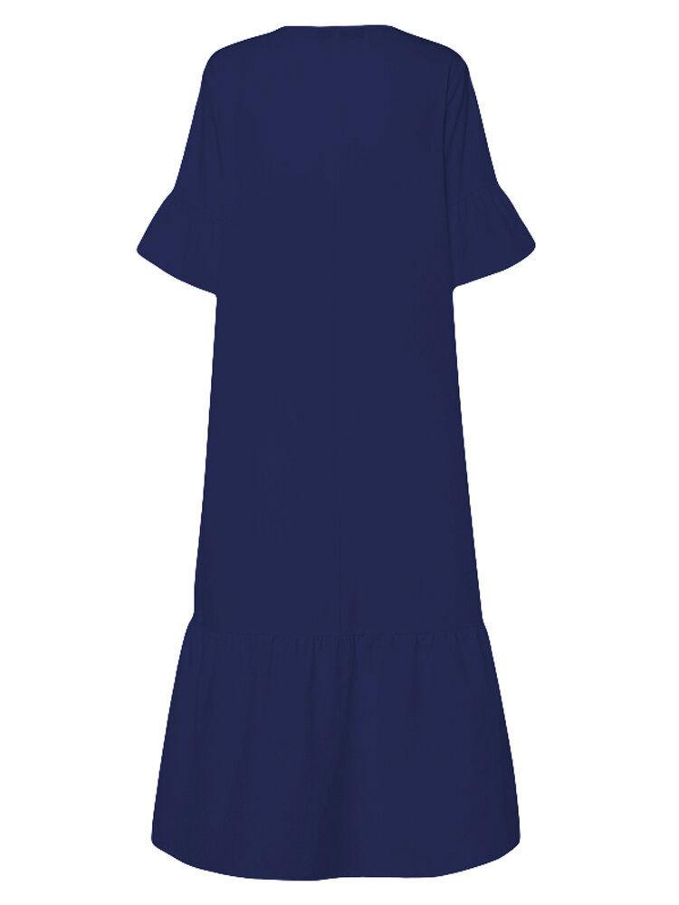 Plus Sizes Vintage Short Sleeves Long Maxi Dresses-Maxi Dresses-Free Shipping at meselling99