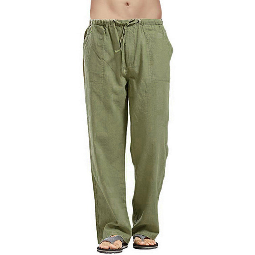 Casual Linen Men's Summer Pants-Pants-Green-S-Free Shipping at meselling99