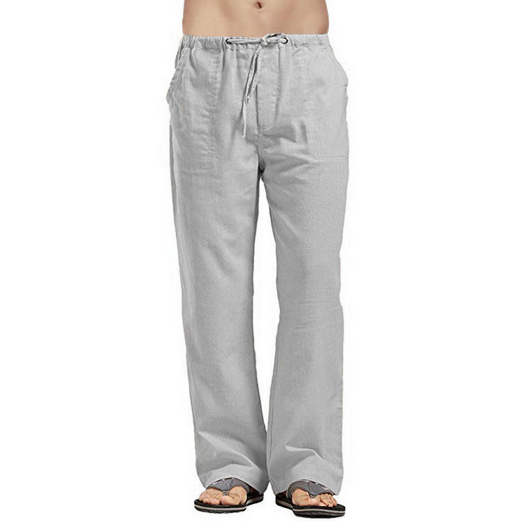 Casual Linen Men's Summer Pants-Pants-Gray-S-Free Shipping at meselling99