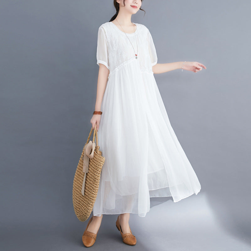 Summer Fairy Chiffon Women Plus Sizes Dresses-Dresses-White-XL-Free Shipping at meselling99