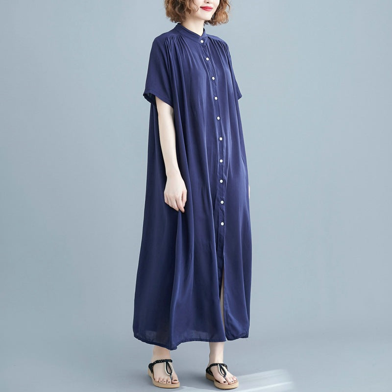Simple Design Summer Plus Sizes Long Shirt Dresses-Dresses-Free Shipping at meselling99