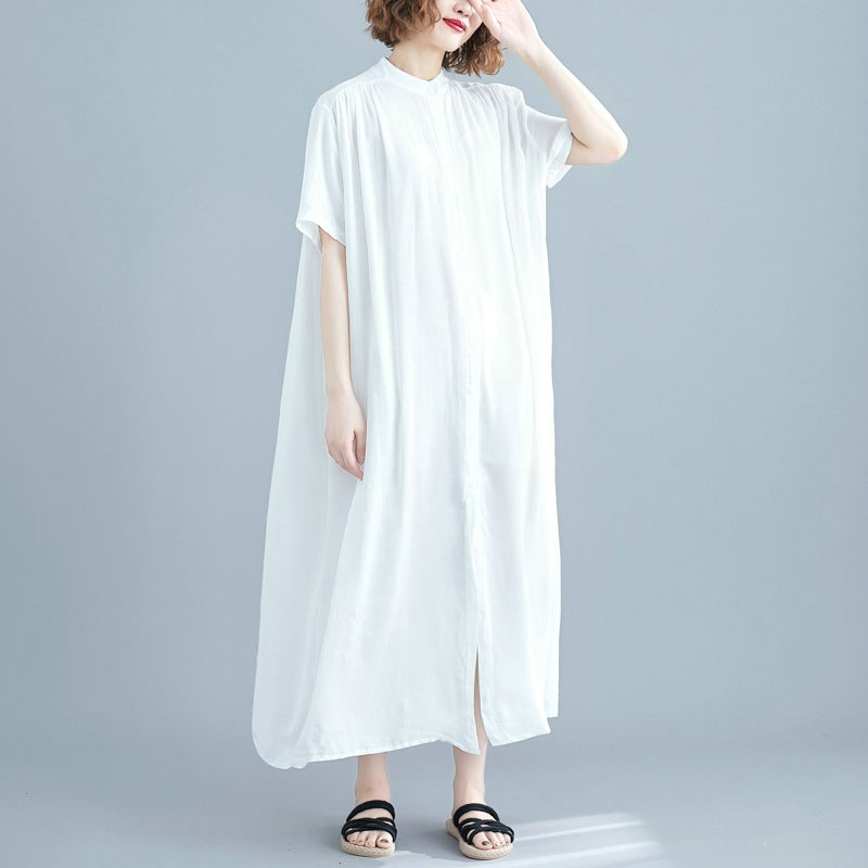 Simple Design Summer Plus Sizes Long Shirt Dresses-Dresses-Free Shipping at meselling99