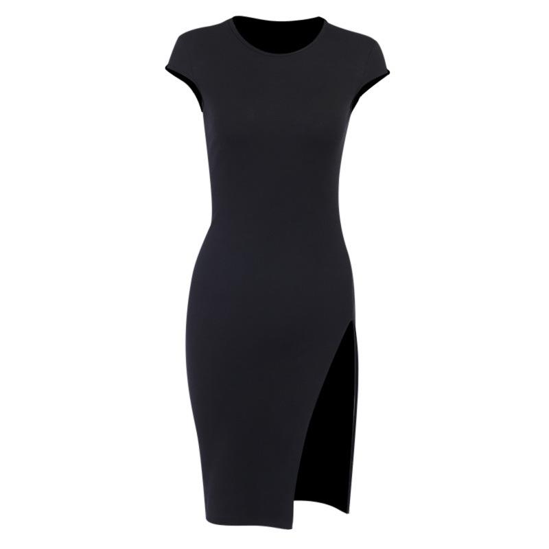Sexy Round Neck High Split Women Short Dresses-Dresses-Free Shipping at meselling99