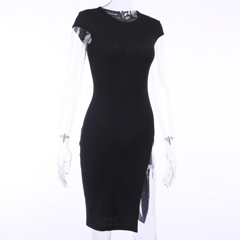 Sexy Round Neck High Split Women Short Dresses-Dresses-Free Shipping at meselling99