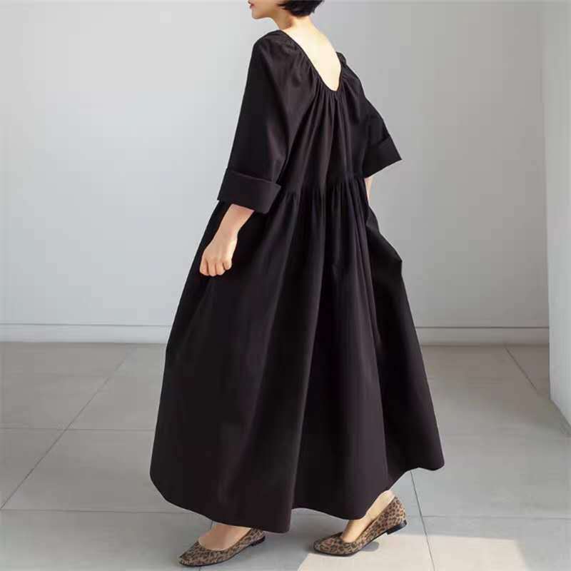 Casual Backless Long Cozy Dresses-Black-S-Free Shipping at meselling99