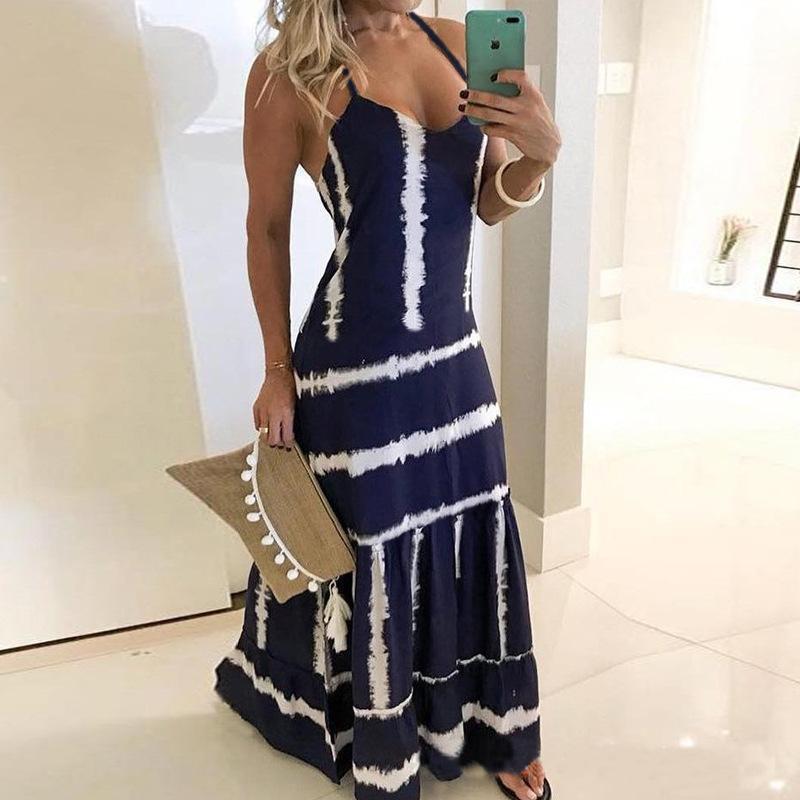 Slim Fit Printed Camisole Long Dress-Maxi Dresses-S-7-Free Shipping at meselling99